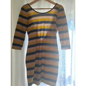 Striped Sweater Dress-Backless